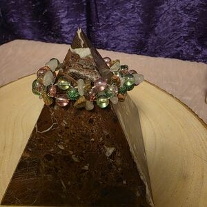 Pink and Green Statement Bracelet with Sparkling Stones